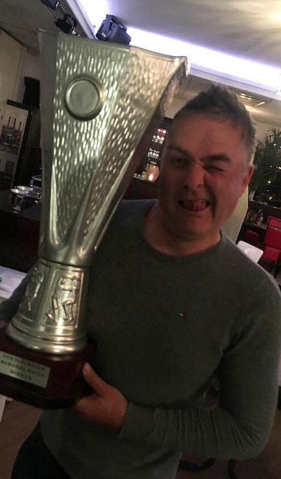 Lee Edwards with the impressive Don Slaymaker Memorial Anglo Dutch Classic trophy
