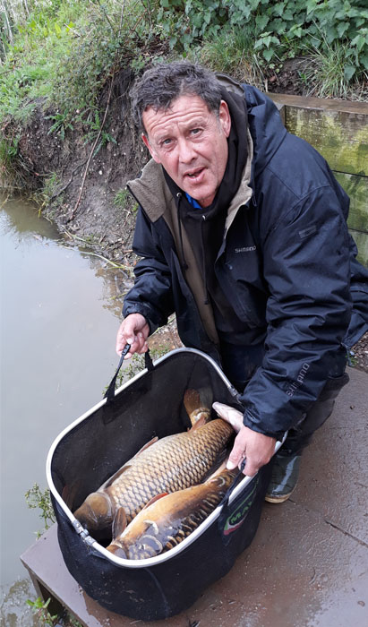 Mark Stainsby with part of his winning catch
